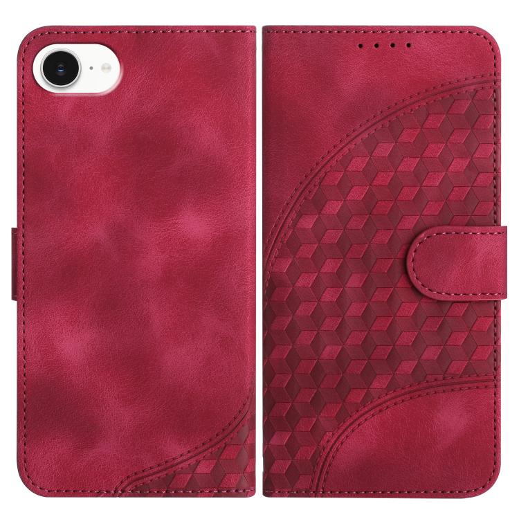 For iPhone 16e YX0060 Elephant Head Embossed Phone Leather Case with Lanyard(Rose Red) by buy2fix