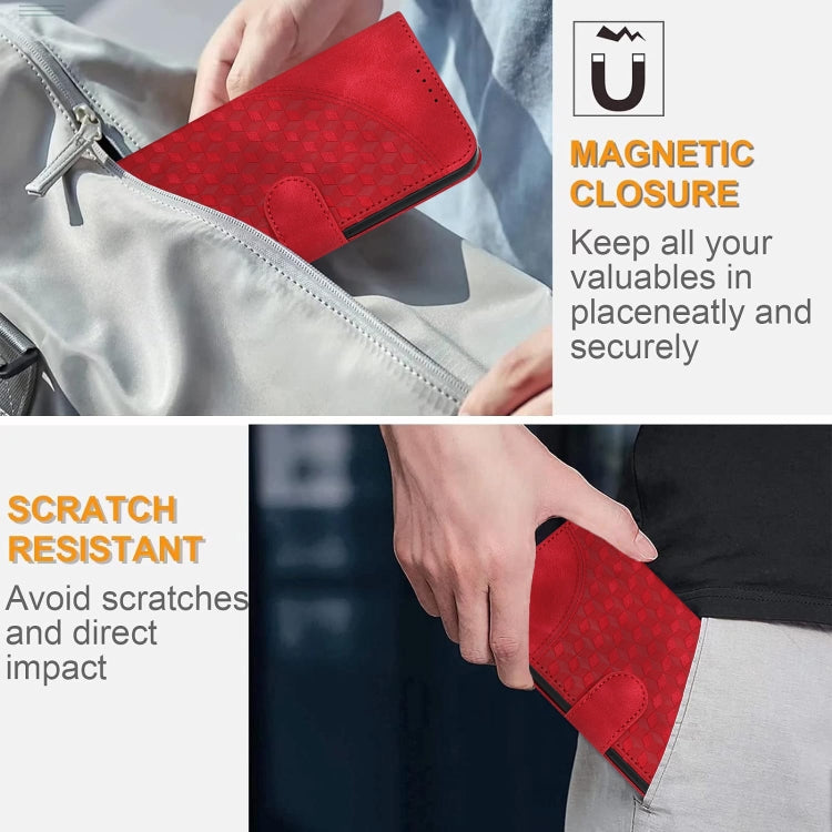 For iPhone 16e YX0060 Elephant Head Embossed Phone Leather Case with Lanyard(Red) by buy2fix