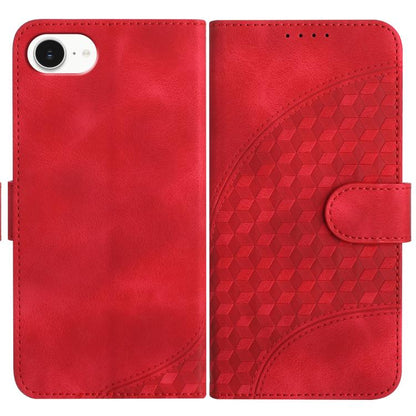 For iPhone 16e YX0060 Elephant Head Embossed Phone Leather Case with Lanyard(Red) by buy2fix