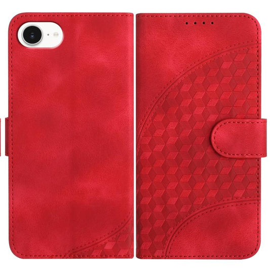 For iPhone 16e YX0060 Elephant Head Embossed Phone Leather Case with Lanyard(Red) by buy2fix