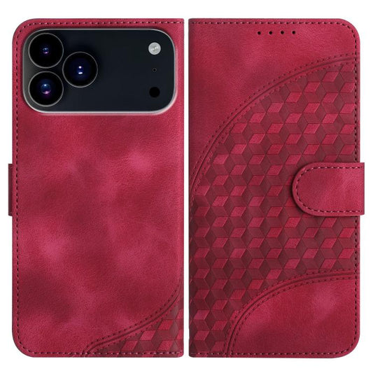 For iPhone 17 Pro Max YX0060 Elephant Head Embossed Phone Leather Case with Lanyard(Rose Red) - iPhone 17 Pro Max Cases by buy2fix | Online Shopping UK | buy2fix
