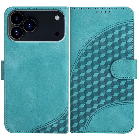 For iPhone 17 Pro Max YX0060 Elephant Head Embossed Phone Leather Case with Lanyard(Light Blue) - iPhone 17 Pro Max Cases by buy2fix | Online Shopping UK | buy2fix