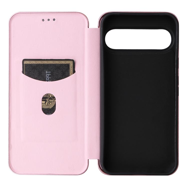 For Google Pixel 10 Pro XL 5G Global Carbon Fiber Texture Flip Leather Phone Case(Pink) - Google Cases by buy2fix | Online Shopping UK | buy2fix