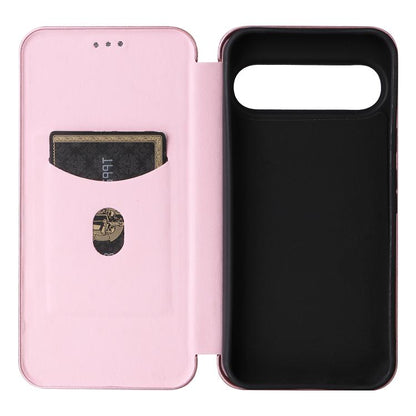 For Google Pixel 10 Pro XL 5G Global Carbon Fiber Texture Flip Leather Phone Case(Pink) - Google Cases by buy2fix | Online Shopping UK | buy2fix