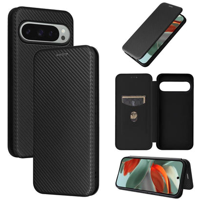 For Google Pixel 10 Pro XL 5G Global Carbon Fiber Texture Flip Leather Phone Case(Black) - Google Cases by buy2fix | Online Shopping UK | buy2fix
