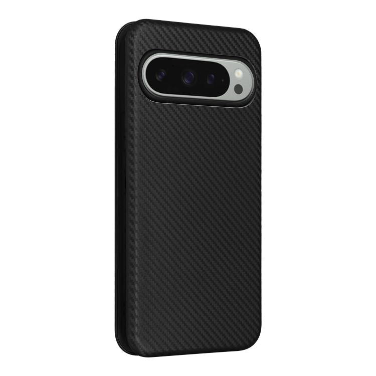 For Google Pixel 10 Pro XL 5G Global Carbon Fiber Texture Flip Leather Phone Case(Black) - Google Cases by buy2fix | Online Shopping UK | buy2fix