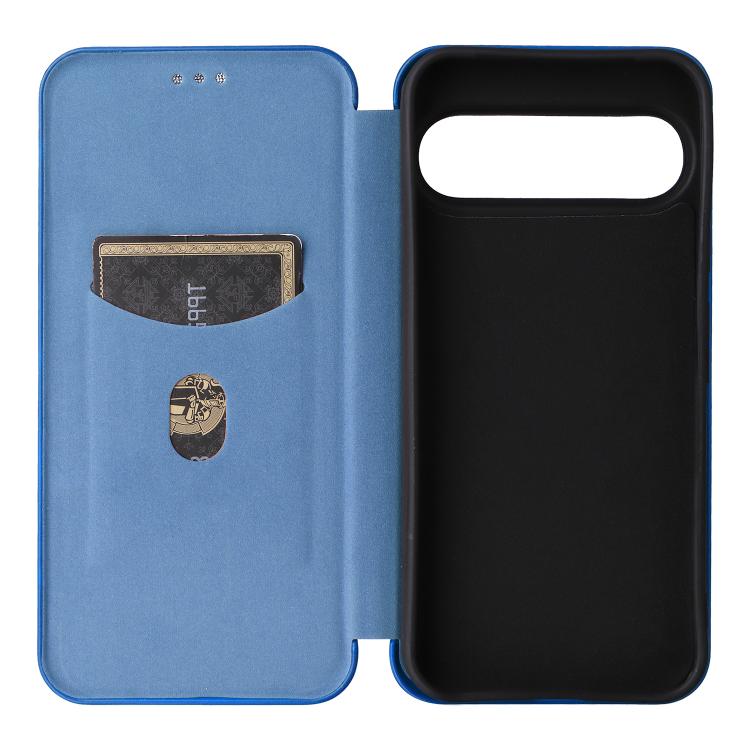 For Google Pixel 10 Pro XL 5G Global Carbon Fiber Texture Flip Leather Phone Case(Blue) - Google Cases by buy2fix | Online Shopping UK | buy2fix