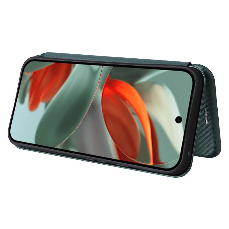 For Google Pixel 10 Pro XL 5G Global Carbon Fiber Texture Flip Leather Phone Case(Green) - Google Cases by buy2fix | Online Shopping UK | buy2fix