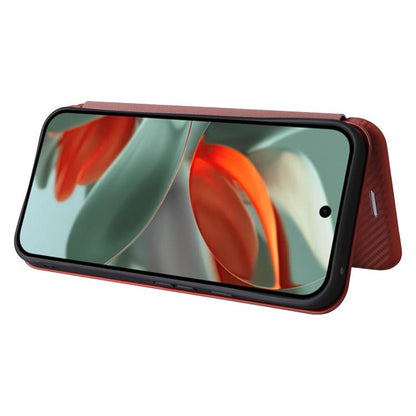 For Google Pixel 10 Pro XL 5G Global Carbon Fiber Texture Flip Leather Phone Case(Brown) - Google Cases by buy2fix | Online Shopping UK | buy2fix