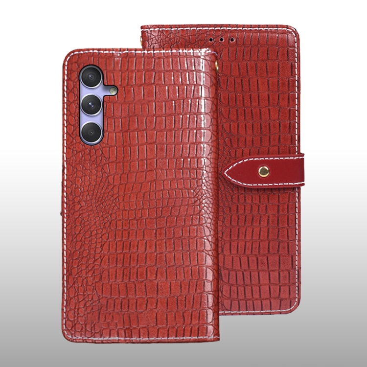 For Samsung Galaxy S23 FE 5G idewei Crocodile Texture Leather Phone Case(Red) by idewei