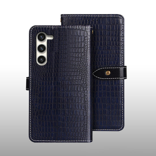 For Samsung Galaxy S24+ 5G idewei Crocodile Texture Leather Phone Case(Dark Blue)