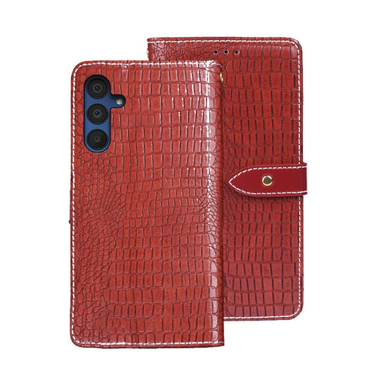 For Samsung Galaxy A15 5G idewei Crocodile Texture Leather Phone Case(Red) - Galaxy Phone Cases by idewei | Online Shopping UK | buy2fix