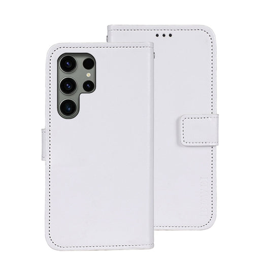 For Samsung Galaxy S24 Ultra 5G idewei Crazy Horse Texture Leather Phone Case(White)