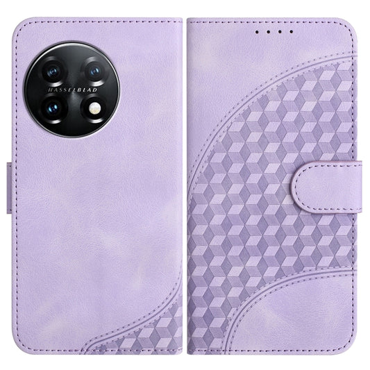 For OnePlus 11 Elephant Head Embossed Phone Leather Case with Lanyard(Light Purple) - OnePlus Cases by buy2fix | Online Shopping UK | buy2fix