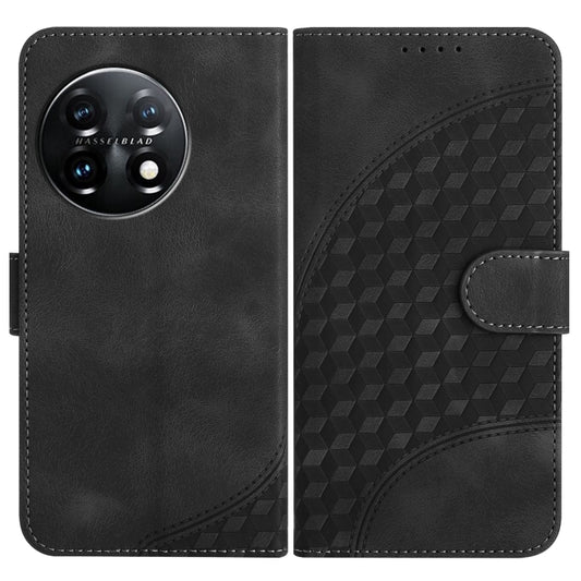 For OnePlus 11 Elephant Head Embossed Phone Leather Case with Lanyard(Black) - OnePlus Cases by buy2fix | Online Shopping UK | buy2fix