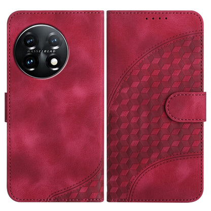 For OnePlus 11 Elephant Head Embossed Phone Leather Case with Lanyard(Rose Red) - OnePlus Cases by buy2fix | Online Shopping UK | buy2fix