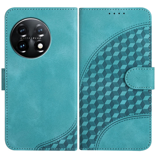For OnePlus 11 Elephant Head Embossed Phone Leather Case with Lanyard(Light Blue) - OnePlus Cases by buy2fix | Online Shopping UK | buy2fix