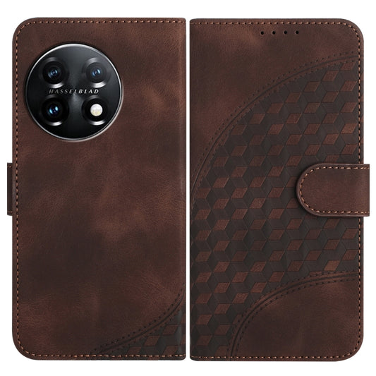 For OnePlus 11 Elephant Head Embossed Phone Leather Case with Lanyard(Coffee) - OnePlus Cases by buy2fix | Online Shopping UK | buy2fix