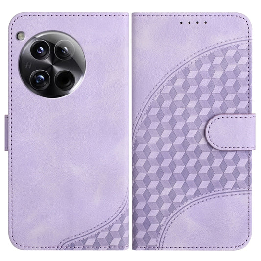 For OnePlus 12 Elephant Head Embossed Phone Leather Case with Lanyard(Light Purple) - OnePlus Cases by buy2fix | Online Shopping UK | buy2fix