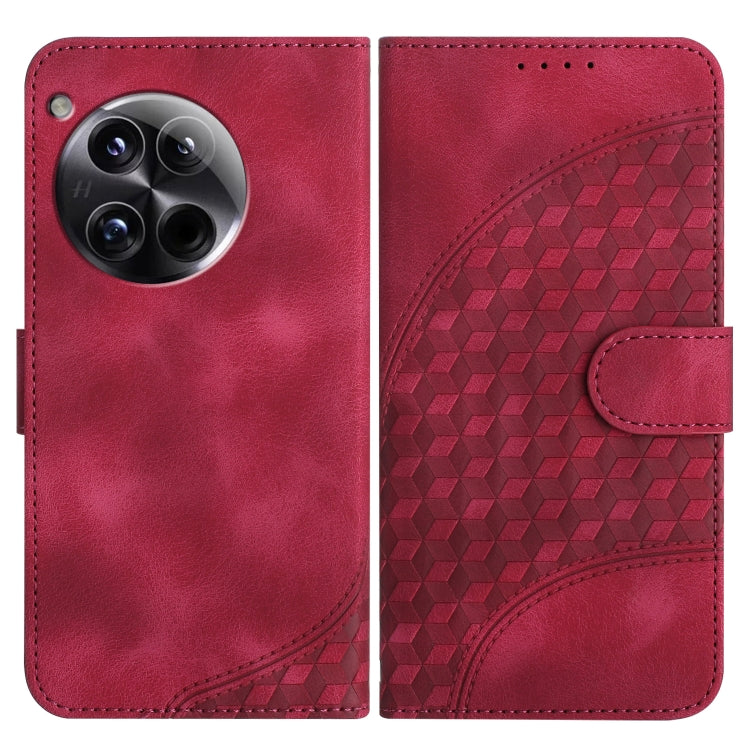 For OnePlus 12 Elephant Head Embossed Phone Leather Case with Lanyard(Rose Red) - OnePlus Cases by buy2fix | Online Shopping UK | buy2fix