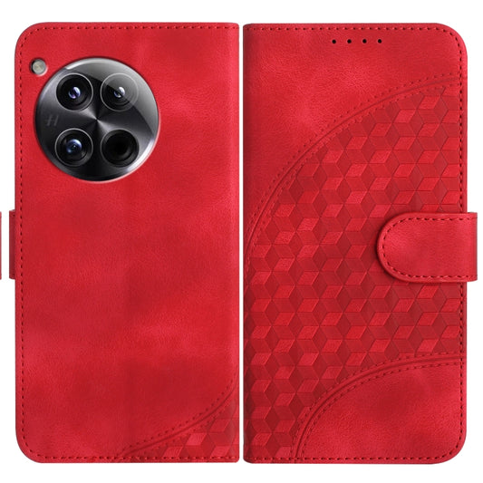 For OnePlus 12 Elephant Head Embossed Phone Leather Case with Lanyard(Red) - OnePlus Cases by buy2fix | Online Shopping UK | buy2fix