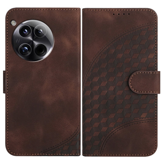 For OnePlus 12 Elephant Head Embossed Phone Leather Case with Lanyard(Coffee) - OnePlus Cases by buy2fix | Online Shopping UK | buy2fix