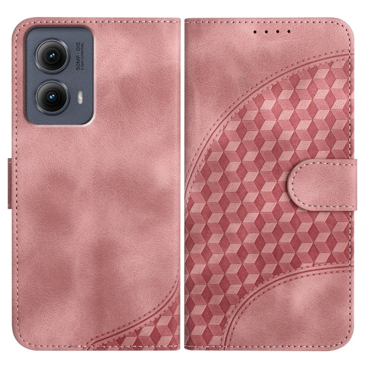 For Motorola Edge 5G 2024 Elephant Head Embossed Phone Leather Case with Lanyard(Pink) by buy2fix
