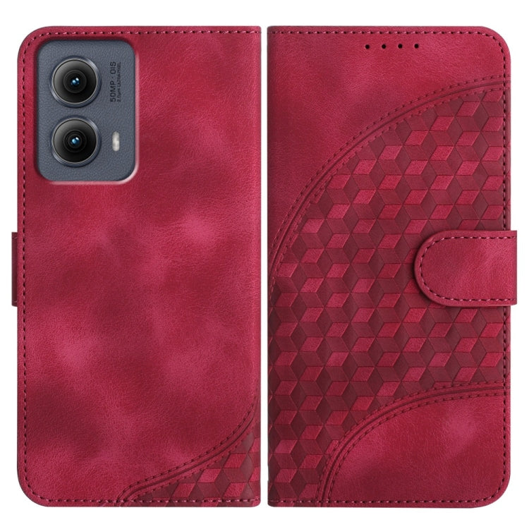 For Motorola Edge 5G 2024 Elephant Head Embossed Phone Leather Case with Lanyard(Rose Red) by buy2fix