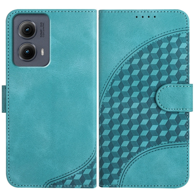 For Motorola Edge 5G 2024 Elephant Head Embossed Phone Leather Case with Lanyard(Light Blue) by buy2fix