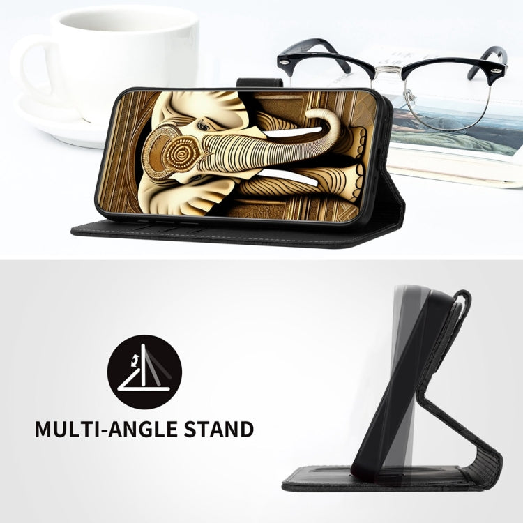 For Motorola Moto G Power 5G 2024 Elephant Head Embossed Phone Leather Case with Lanyard(Black) by buy2fix