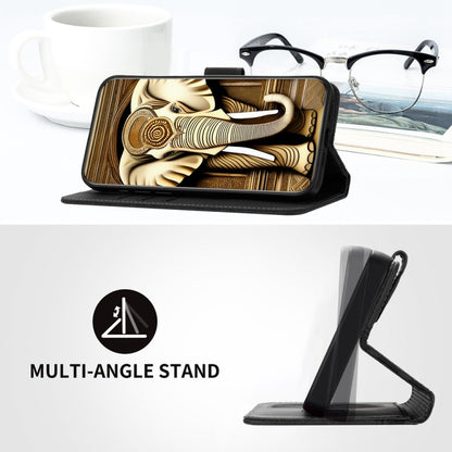 For Motorola Moto G Stylus 5G 2024 Elephant Head Embossed Phone Leather Case with Lanyard(Black) by buy2fix