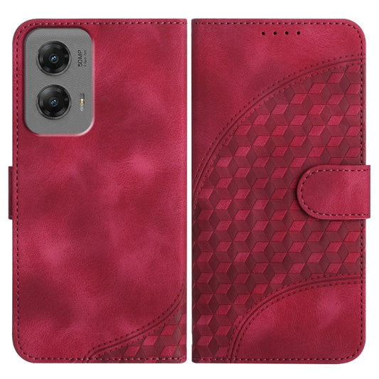 For Motorola Moto G Stylus 5G 2024 Elephant Head Embossed Phone Leather Case with Lanyard(Rose Red) by buy2fix
