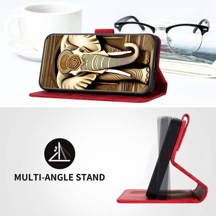 For Motorola Moto G Stylus 5G 2024 Elephant Head Embossed Phone Leather Case with Lanyard(Red) by buy2fix