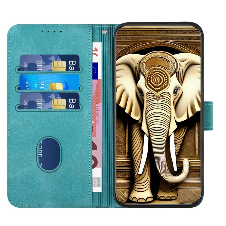 For Motorola Moto G Stylus 5G 2024 Elephant Head Embossed Phone Leather Case with Lanyard(Light Blue) by buy2fix