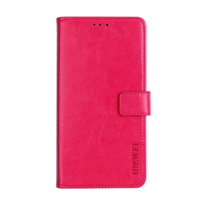 For iPhone 15 Pro Max idewei Crazy Horse Texture Leather Phone Case with Holder(Rose Red) - iPhone 15 Pro Max Cases by idewei | Online Shopping UK | buy2fix