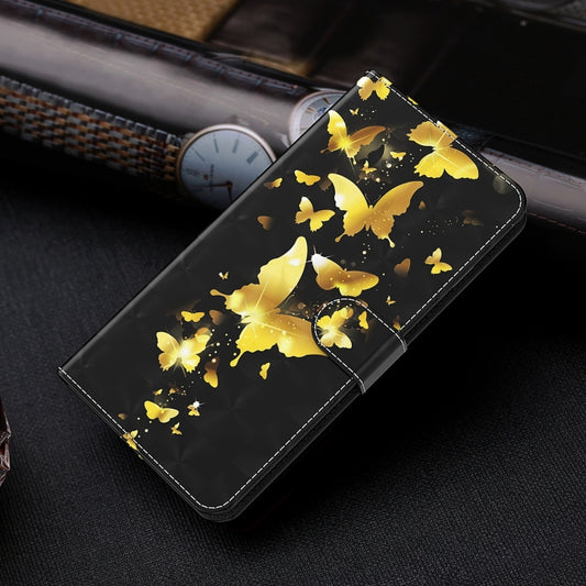 For Xiaomi Redmi Note 13 4G 3D Painting Pattern Flip Leather Phone Case(Gold Butterfly) - Xiaomi Cases by buy2fix | Online Shopping UK | buy2fix