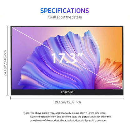 17.3 inch UHD 2560x1440P IPS Screen Portable Monitor(No Charger) by buy2fix