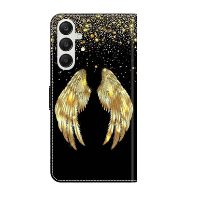 For Samsung Galaxy A25 5G Crystal 3D Shockproof Protective Leather Phone Case(Golden Wings) by buy2fix