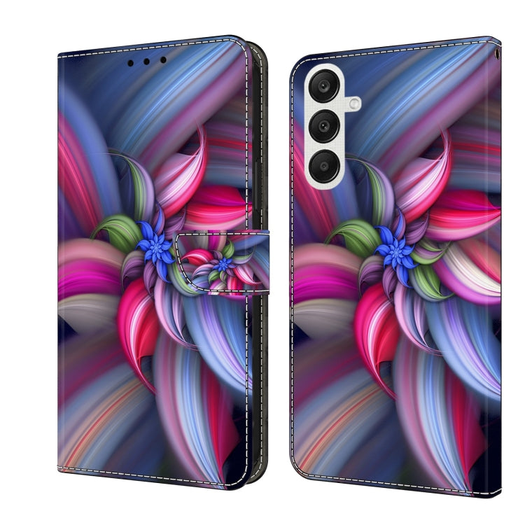 For Samsung Galaxy A25 5G Crystal 3D Shockproof Protective Leather Phone Case(Colorful Flower) by buy2fix