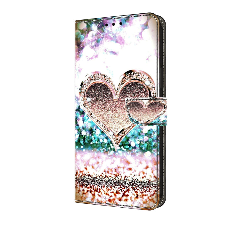 For Samsung Galaxy A35 5G Crystal 3D Shockproof Protective Leather Phone Case(Pink Diamond Heart) by buy2fix