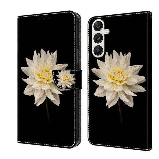 For Samsung Galaxy A35 5G Crystal 3D Shockproof Protective Leather Phone Case(White Flower) by buy2fix