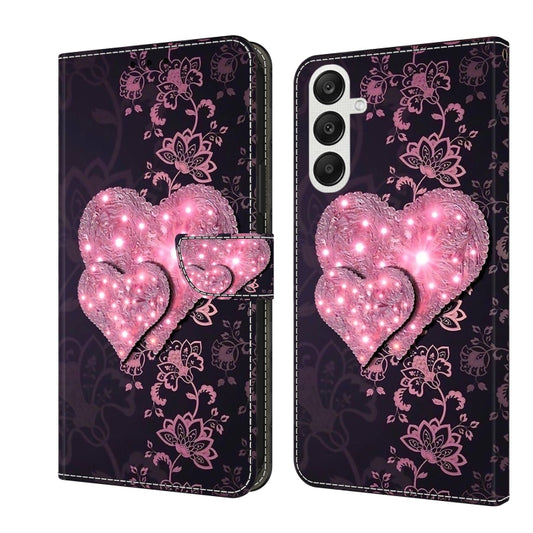 For Samsung Galaxy A35 5G Crystal 3D Shockproof Protective Leather Phone Case(Lace Love) by buy2fix