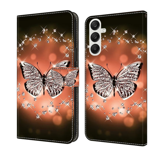 For Samsung Galaxy A35 5G Crystal 3D Shockproof Protective Leather Phone Case(Crystal Butterfly) by buy2fix