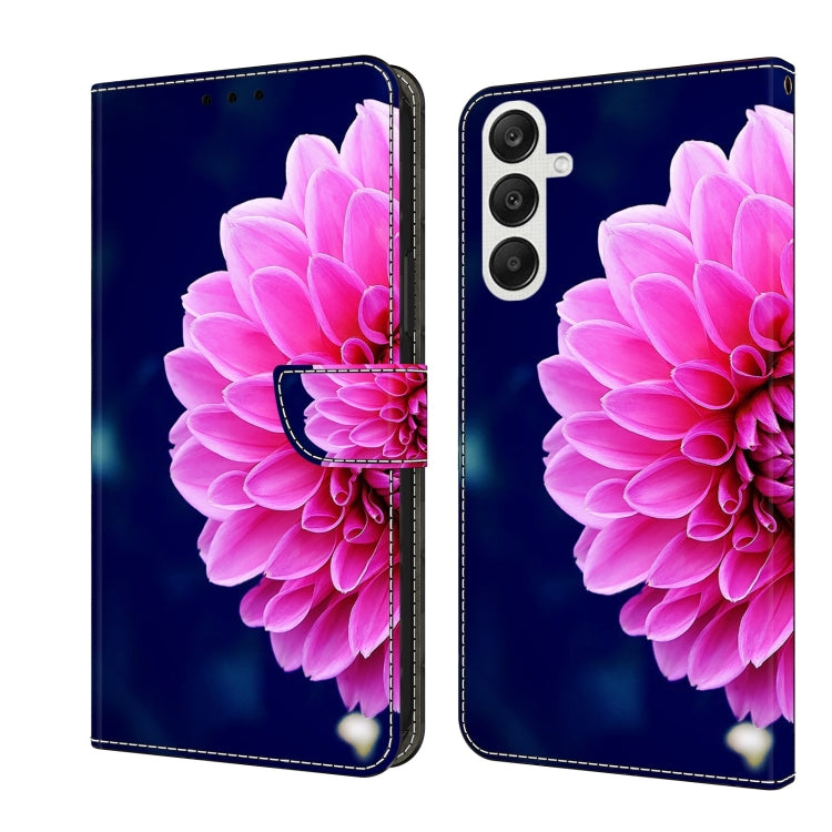 For Samsung Galaxy A55 5G Crystal 3D Shockproof Protective Leather Phone Case(Pink Petals) by buy2fix