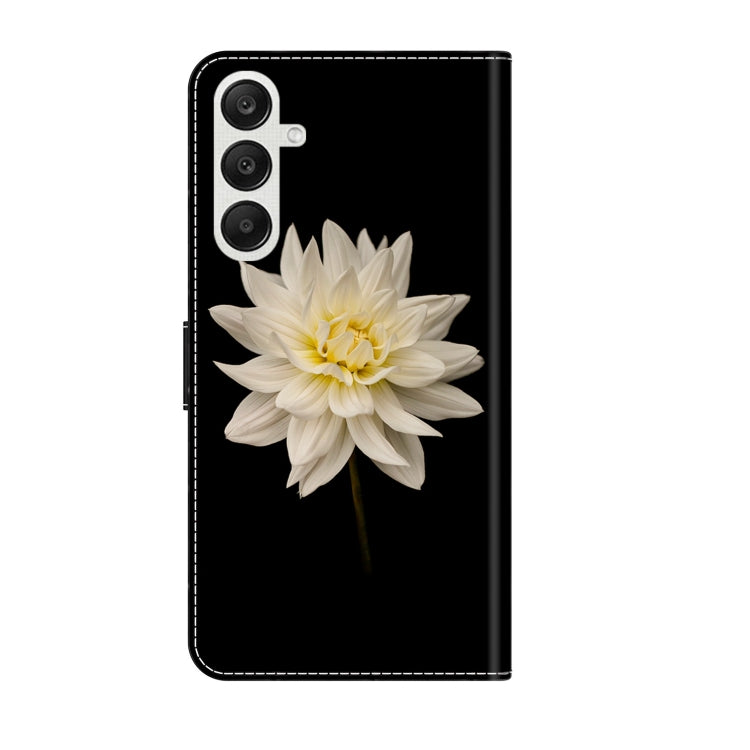 For Samsung Galaxy A55 5G Crystal 3D Shockproof Protective Leather Phone Case(White Flower) by buy2fix