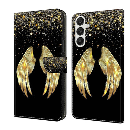 For Samsung Galaxy A55 5G Crystal 3D Shockproof Protective Leather Phone Case(Golden Wings) by buy2fix