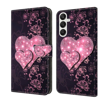 For Samsung Galaxy A55 5G Crystal 3D Shockproof Protective Leather Phone Case(Lace Love) by buy2fix