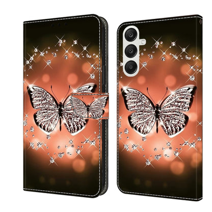For Samsung Galaxy A55 5G Crystal 3D Shockproof Protective Leather Phone Case(Crystal Butterfly) by buy2fix