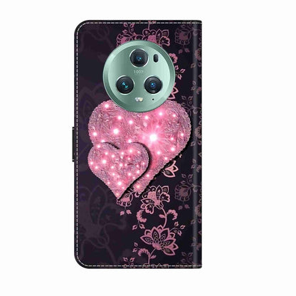 For Honor Magic5 Pro Crystal 3D Shockproof Protective Leather Phone Case(Lace Love) by buy2fix