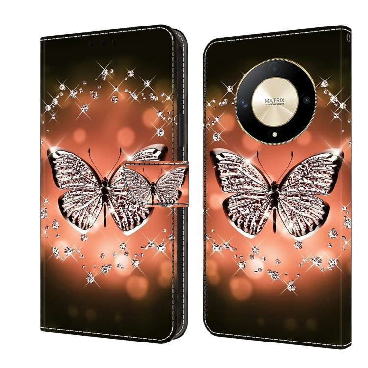 For Honor Magic6 Lite Crystal 3D Shockproof Protective Leather Phone Case(Crystal Butterfly) by buy2fix